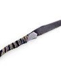 Laguiole Tribal pliant 12 cm, platines guillochées, manche en molaire de mammouth bleue, mitres inox brossées, lame Damas inoxydable