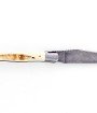 Couteau de Laguiole pliant doubles platines, 13 cm, manche en pistachier, mitres inox brossées, lame Damas carbone torsadée
