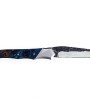Couteau de Laguiole Tribal pliant 12 cm, platines guillochées, manche en loupe de marronnier, mitres inox brossées, lame brute de forge