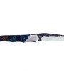 Couteau de Laguiole Tribal pliant 12 cm, platines guillochées, manche en loupe de marronnier, mitres inox brossées, lame brute de forge