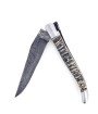 Laguiole 12 cm Abeille Forgée Double Platine manche en molaire de mammouth  et deux mitres inox lame damas carbone torsadée