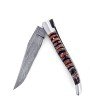Laguiole 12 cm Abeille Forgée Double Platine manche en molaire de mammouth deux mitres inox et platines laiton lame damas carbone explosion