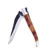 Laguiole pliant doubles platines, 12 cm, manche en genévrier, mitres inox brossées, lame brute de forge
