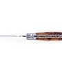 Laguiole pliant doubles platines, 12 cm, manche en genévrier, mitres inox brossées, lame brute de forge
