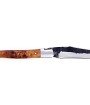 Laguiole pliant doubles platines, 12 cm, manche en genévrier, mitres inox brossées, lame brute de forge