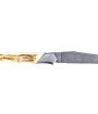aguiole Tribal pliant 12 cm, platines guillochées, manche en ivoire de mammouth, mitres inox brossées, lame damas inox