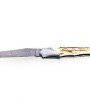 aguiole Tribal pliant 12 cm, platines guillochées, manche en ivoire de mammouth, mitres inox brossées, lame damas inox