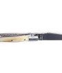 Laguiole pliant doubles platines, 12 cm, manche en corne massive blonde, mitres inox brossé
