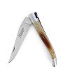 Laguiole pliant 12cm, manche en corne massive blonde, mitres inox brossé