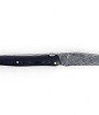 Couteau de Laguiole pliant 12cm, plein manche en fibre de carbone, platines laiton, lame Damas inoxydable