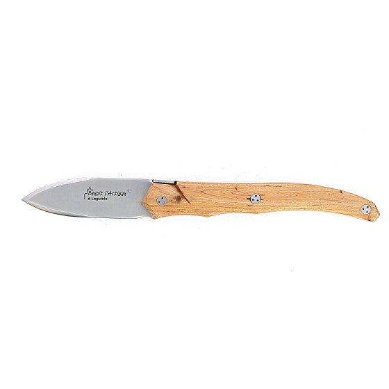 Couteau à huitre de Laguiole Tribal, plein manche en genévrier, platines inox