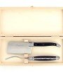 Service à fromage de Laguiole, manche en ébène, mitres inox brossées