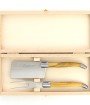 Service à fromage de Laguiole, manche en buis, mitres inox brossées