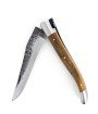 Laguiole 12 cm Abeille Forgée Double Platine manche en ivoire de mammouth platines laiton lame brut de forge
