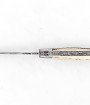 Laguiole 12 cm Abeille Forgée Double Platine manche en bois de cerf et deux mitres inox lame damas carbone torsadé
