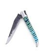 Laguiole 12 cm Abeille Forgée Double Platine manche en molaire de mammouth  et deux mitres inox lame Damas