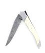 Laguiole Tribal 12 cm Abeille Forgée manche en défense de mammouth et deux mitres inox platines guillochées lame damas inox