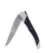 Laguiole Tribal 12 cm Abeille Forgée manche en bois de noyer et deux mitres inox platines guillochées lame damas inox