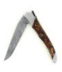 Laguiole Tribal 12 cm Abeille Forgée manche en loupe d'Amboine et deux mitres inox platines guillochées lame damas carbone torsadé