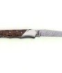 Laguiole Tribal 12 cm Abeille Forgée manche en loupe d'Amboine et deux mitres inox platines guillochées lame damas carbone torsadé