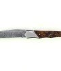 Laguiole Tribal 12 cm Abeille Forgée manche en loupe d'Amboine et deux mitres inox platines guillochées lame damas carbone torsadé