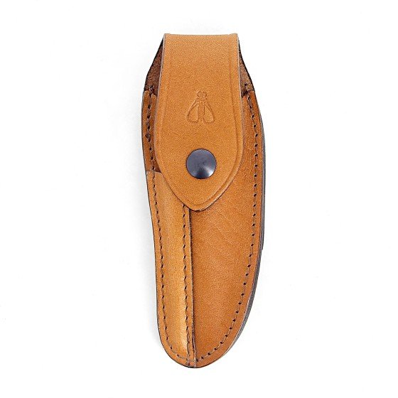 Etui en cuir marron clair avec fusil tête inox, pour couteau Laguiole avec manche de 11 cm et 12 cm