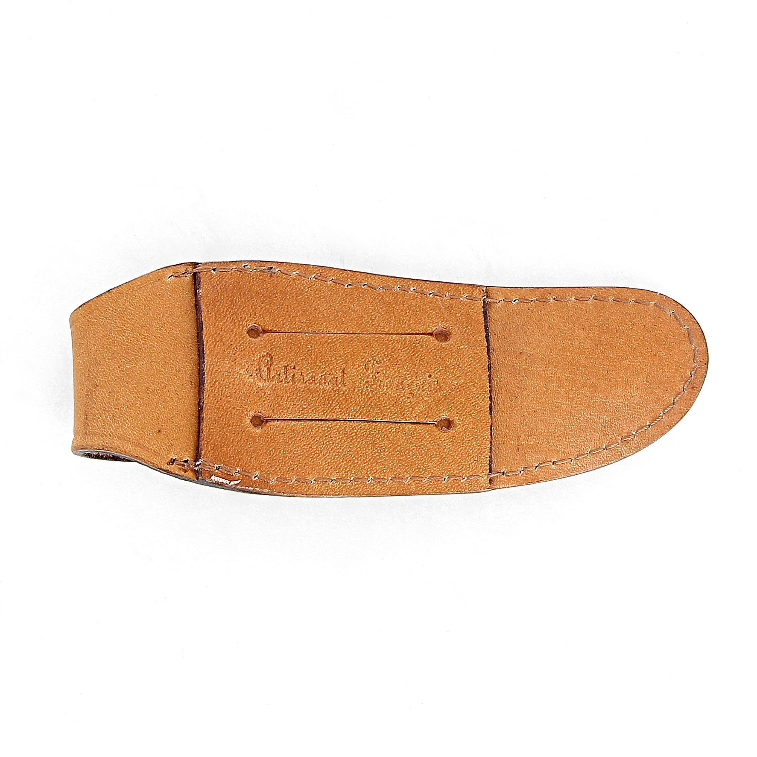 Etui en cuir marron clair avec fusil tête inox, pour couteau Laguiole avec manche de 11 cm et 12 cm