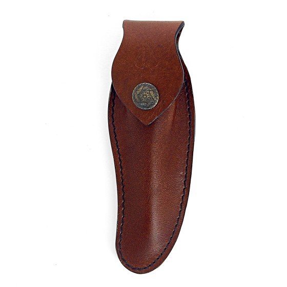 Etui en cuir marron foncé, pour couteau Laguiole avec manche de 10 cm