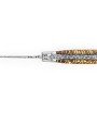 Laguiole 12 cm Abeille Forgée Double Platine manche en molaire de mammouth jaune rouge et deux mitres inox lame damas explosion