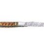 Laguiole 12 cm Abeille Forgée Double Platine manche en molaire de mammouth jaune rouge et deux mitres inox lame damas explosion