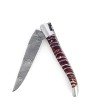 Laguiole 12 cm Abeille Forgée Double Platine manche en molaire de mammouth rouge lame damas inox
