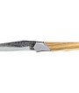 Couteau Laguiole Tribal 12 cm manche en bois olivier, platines guillochées et lame brut de forge