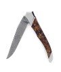 Laguiole Tribal 12 cm Abeille Forgée manche en loupe d'Amboine platines guillochées lame damas inox