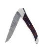 Laguiole TRIBAL 12 cm platines guillochées manche en loupe de bois de fer d'Arizona et deux mitres inox  lame damas torsadé
