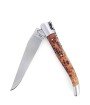 Laguiole 12 cm Abeille Forgée Double Platine manche en bois de cade et deux mitres inox lame damas inox