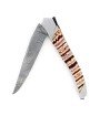 Laguiole Tribal 12 cm Abeille Forgée manche en molaire de mammouth et deux mitres inox platines guillochées lame damas INOX