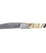 Laguiole Tribal 12 cm Abeille Forgée manche en molaire de mammouth et deux mitres inox platines guillochées lame damas explosion