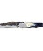 Laguiole Tribal 12 cm Abeille Forgée manche en corne de vache aubrac et deux mitres inox platines guillochées lame brute de forge Benoit l'Artisan