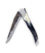 Laguiole Tribal 12 cm Abeille Forgée manche en corne de vache aubrac et deux mitres inox platines guillochées lame brute de forge Benoit l'Artisan