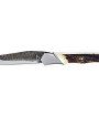Laguiole Tribal pliant 12 cm, platines guillochées, manche en bois de cerf mitres inox brossées, lame Brute de Forge