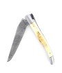 Laguiole 12 cm Abeille Forgée Double Platine manche en dent de phacochère et deux mitres inox lame damas inox