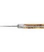 Laguiole Tribal 12 cm Abeille Forgée manche en bois olivier et deux mitres inox platines guillochées lame damas inox