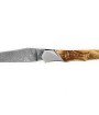 Laguiole Tribal 12 cm Abeille Forgée manche en bois olivier et deux mitres inox platines guillochées lame damas inox