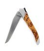 Laguiole Tribal 12 cm Abeille Forgée manche en bois de cade et deux mitres inox platines guillochées lame damax