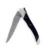 Laguiole Tribal 12 cm Abeille Forgée manche en bois d'ebene et deux mitres inox platines guillochées lame damas inox