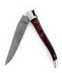 Laguiole 13 cm Abeille Forgée Double Platine manche en bois de fer  et deux mitres inox lame damas torsadé