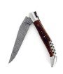 Laguiole 12 cm Abeille Forgée Double Platine manche en bois de fer  tire-bouchon et deux mitres inox lame damas