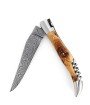 Laguiole 12 cm Abeille Forgée Double Platine manche en bois de cade tire-bouchon et deux mitres inox lame damas