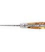Laguiole 12 cm Abeille Forgée Double Platine manche en bois de cade tire-bouchon et deux mitres inox lame damas