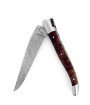 Laguiole 12 cm Abeille Forgée Double Platine manche en bois de fer lame damas carbone explosion